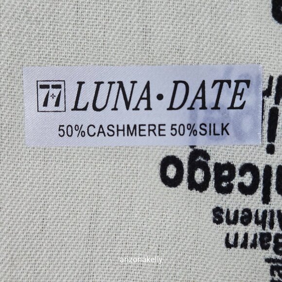 Silk Cashmere Scarf Cities Metropolitan New York London Tokyo Chicago Luna Date - Picture 3 of 4